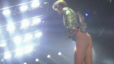 miley cyrus really showing off her fine ass stage antics.