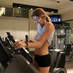 exercising topless public gym