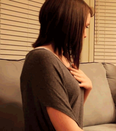 girl feels her own boobs